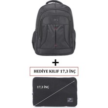 Case Club 2114 Büyük Boy Laptop Sırt Çantası 17 Inç Darbe Emici Koruma Su Geçirmez Kumaş Kılıf Hediyeli