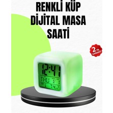 Gece Lambası Fonksiyonlu Renk Değiştiren LED Küp Dijital Saat - Lisinya
