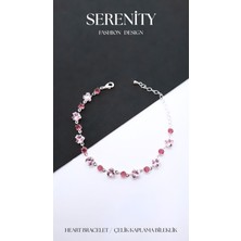 Serenity Pembe Beyaz Zirkon Taşlı Kalp Çelik Kaplama Bileklik