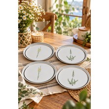 Porland Botanical 21 cm Desenli Servis Tabakları 4'lü Takım Seramik Malzeme ile Şık Tasarım