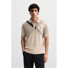 Madmext Bej Desenli Polo Yaka Erkek Tişört 6081