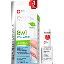 Kazan Hobi Eveline Cosmetics 8 In 1 Total Action Sensitive 12ML | 8'i 1 Arada Total Hassas Tırnak Bakımı