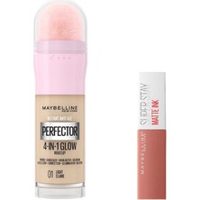 Kazan Hobi Maybelline New York Instant Perfector Glow 4 Etki 1 Arada Fondöten 01 Light & Mini Super Stay Matte Ink Likit Mat Ruj 65 Seductress Makyaj Seti