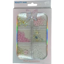 Kazan Hobi Fontenay 6 Farklı Çeşitli 3D Tırnak Süsleri Tırnak Charm Nail Charms Nail Art Objeleri Karışık 2 Renkli