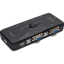 Gees Global VGA USB Kvm Swıtch 4 In 1 Out + 4 Port USB Console Sıyah