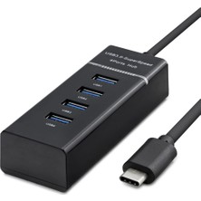 Gees Global Type C 3.0 Hub 4 Port 5 Gbps Siyah