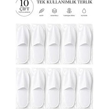 Kazan Hobi 10 Çift Tek Kullanımlık Otel Spa Terlik Seti Tabansız Tela Beyaz Renk