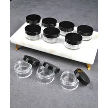 Kazan Hobi 10 Adet Mika 10 ml Krem Kavanoz Küçük 4 cm Takı Siyah Kapaklı Mini Seyahat Krem Kavanozu