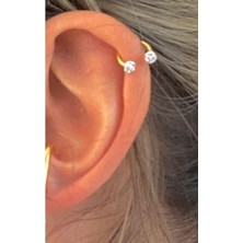 Kazan Hobi Çelik Gold Yarım Ay Shambala Piercing 8mm, Altın