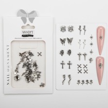 Kazan Hobi 30LU Gül ve Örümcek Gotik Dizayn Metal Tırnak Süsleme Charm Nail Art Charm Taşları WN-504