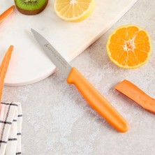 Kazan Hobi Aryıldız Daily Tırtıklı Meyve Bıçağı, Turuncu, 9 Cm, Paslanmaz Çelik, Ergonomik Sap, Kopolimer Plastik