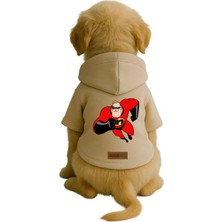 Kazan Hobi Monopetz Baskılı Içi Polarlı Köpek ve Kedi Kıyafeti & Elbisesi - Bej Renk Kapüşonlu Hoodie B61CE, 5xl