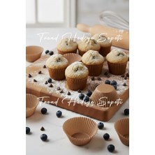 Kazan Hobi Takribi 100 Adet Büyük Boy Kraft Muffin Kek Kalıbı 50X40 Mm, Doğal Cupcake Kağıdı, Brownie Kalıbı