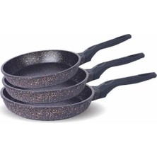 Kazan Hobi Fms D3000 Döküm Granit 3 Parça Tava Seti Siyah (20-24-28 Cm)