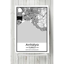 Kazan Hobi Postermanya (PSTER19608) Antalya Harita Dekoratif Tasarım Poster 50 x 70