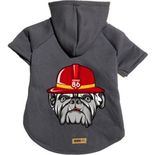 Kazan Hobi Kapişonlu Polar Sweatshirt Köpek ve Kedi Kıyafeti & Elbisesi - Antrasit Firemen L Beden