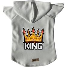Kazan Hobi Kapişonlu Polar Sweatshirt Köpek ve Kedi Kıyafeti & Elbisesi - Beyaz King L Beden