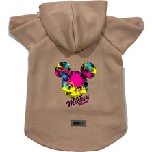 Kazan Hobi Kapişonlu Polar Sweatshirt Köpek ve Kedi Kıyafeti & Elbisesi Bej Yeni Mickey Mouse 2 Xl