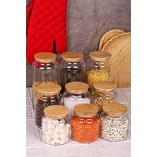 Kazan Hobi Zone - 9'lu Cam Saklama Kabı 600ML-800ML-1300ML Vakumlu Bambu Kapaklı