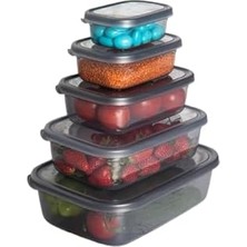 Kazan Hobi Nare Dikdörtgen Sızdırmaz Saklama Kapları Füme (5'lı Set)