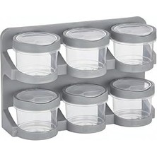 Kazan Hobi Orret Home 6’lı Standlı Baharatlık Plastik Şeffaf Kaşıklı Baharat Standı Duvara Asılabilir ve Masa Üstü Kullanılabilir Baharat Seti Mutfak Organizer