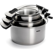 Kazan Hobi Woll Concept Pro 6 Parçalı Tencere Seti Endüktif - Tüm Ocak Türleri Için Uygundur, Paslanmaz Çelik, 220°'YE Kadar Fırına Dayanıklı, Gümüş, 24 cm