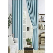 Kazan Hobi Turkuaz Açık Mavi Kalın Güneşlik Blackout Kararma Fon Perde Düz Dikim 230 x 250