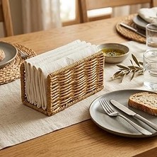 Kazan Hobi Hasır Örgü Peçetelik, Doğal Renk, Rattan, 14X5X8 Cm, Rustik Stil, Yemek Masası Için