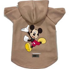 Kazan Hobi Kapişonlu Polar Sweatshirt Köpek ve Kedi Kıyafeti & Elbisesi Bej Yeni Mickey Xl