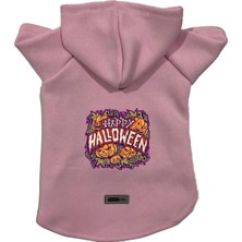 Kazan Hobi Kapişonlu Polar Sweatshirt Köpek ve Kedi Kıyafeti & Elbisesi Pembe Happy Halloween Xs