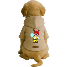 Kazan Hobi Baskılı Içi Polarlı Köpek ve Kedi Kıyafeti & Elbisesi - Bej Renk Kapüşonlu Hoodie B94BB, L