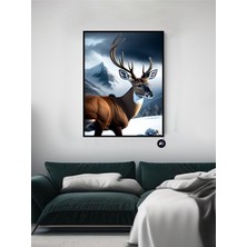 Kazan Hobi Postermanya (PSTER20698) Kuzey Kutup Geyiği Iskandinav Tarzı Çerçeveli Tablo 21 x 30