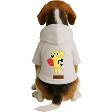 Kazan Hobi Baskılı Içi Polarlı Köpek ve Kedi Kıyafeti & Elbisesi - Beyaz Renk Kapüşonlu Hoodie B5D70, 5xl