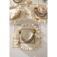 Macas Home Norela Runner ve Fırfırlı Supla Takımı-Masa Örtüsü Takımı 7 Parça 40X150