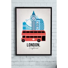 Kazan Hobi Postermanya (PSTER12013) Londra Vintage Manzara Çerçeveli Tablo 2 (40X50CM)
