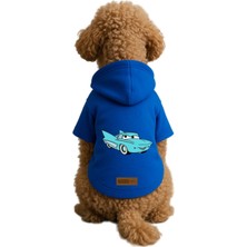 Kazan Hobi Baskılı Içi Polarlı Köpek ve Kedi Kıyafeti & Elbisesi - Mavi Renk Kapüşonlu Hoodie B3818, 5xl