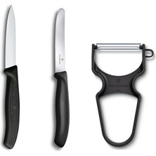 Kazan Hobi Victorinox Soyma Bıçağı Seti, 3 Parça Siyah