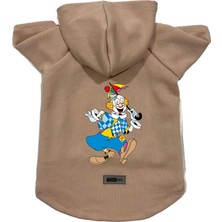 Kazan Hobi Kapişonlu Polar Sweatshirt Köpek ve Kedi Kıyafeti & Elbisesi Bej Palyaço Xl