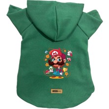 Kazan Hobi Kapişonlu Polar Sweatshirt Köpek ve Kedi Kıyafeti & Elbisesi Yeşil Mario M