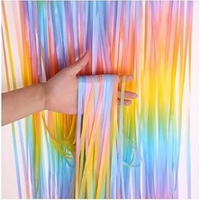 Kazan Hobi Metalize Arka Fon Kapı Perdesi Makaron Gökkuşağı 100X200 cm