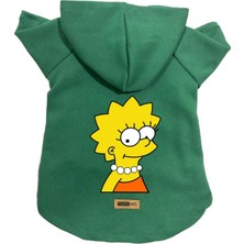 Kazan Hobi Kapişonlu Polar Sweatshirt Köpek ve Kedi Kıyafeti & Elbisesi Yeşil Lisa Simpson M
