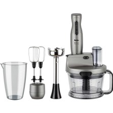 Kazan Hobi Fakir Mr Chef Quadro Blender Seti, 5 Fonksiyon, 1000 W, Paslanmaz Çelik Bıçak, Silver Stone