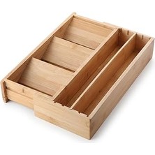Kazan Hobi Deconox Ayarlanabilir Bambu Kaşıklık ve Çekmece Içi Organizer - 5-7 Bölmeli Genişleyebilir Çatal Bıçak Düzenleyici (39.4 x 24 x 6.4 Cm)