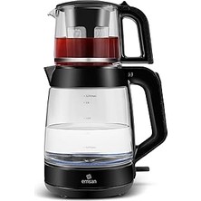 Kazan Hobi Emsan Glass Tea Xl 2 In 1 Cam Çay Makinesi ve Kettle Shiny Black