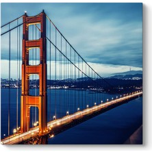 Kazan Hobi Golden Gate Köprüsü Gece Işıklı Tablosu 30 x 30