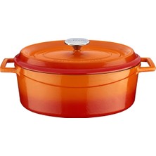 Kazan Hobi Lava Döküm Oval Tencere Çap(Ø) 25CM - Trendy Turuncu