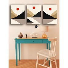 Kazan Hobi Postermanya (PSTER31) Japon Gün Ortası Üçlü Kanvas Tablo Seti, Premium 3'lü Canvas, 3 Parçalı Duvar Tablosu 21 x 30