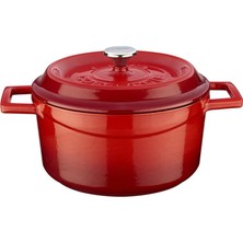 Kazan Hobi Lava Metal Döküm Yuvarlak Tencere, 20 Cm, Kırmızı
