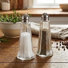 Kazan Hobi Deconox 2'li Cam Tuzluk Biberlik Seti - Paslanmaz Çelik Kapaklı Şeffaf Baharatlık Takımı (Tuz ve Karabiberlik)