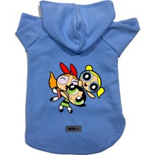 Kazan Hobi Monopetz Kapişonlu Polar Sweatshirt Köpek ve Kedi Kıyafeti & Elbisesi Mavi Power Puff Girls S